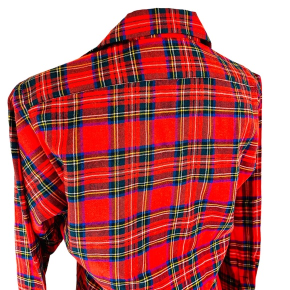 Vintage TOOKE Red Stewart Tartan Plaid Button Up Shirt M Viyella Wool Blend - Picture 7 of 11
